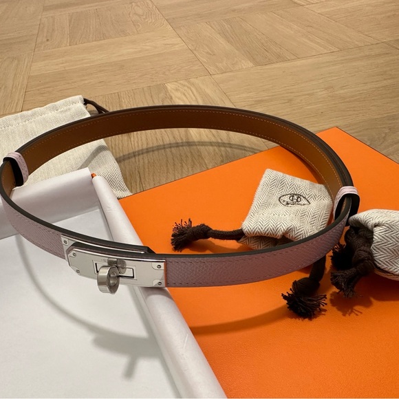 Hermes Kelly 18 Belt Mauve Pale Brand new authentic - Picture 2 of 10